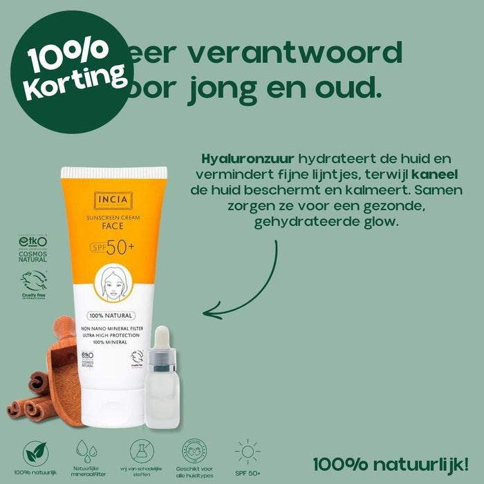 INCIA Natuurlijke Zonnebrandcrème voor het Gezicht SPF 50