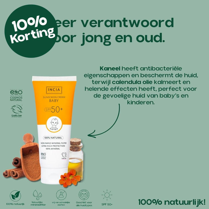 INCIA Natuurlijke Zonnebrandcrème voor Baby en Kind SPF 50