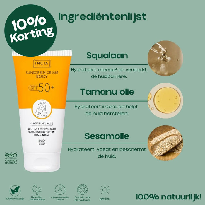 INCIA Natuurlijke Zonnebrandcrème voor het Lichaam SPF 50