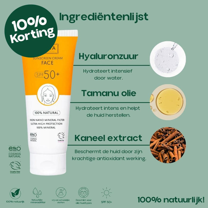 INCIA Natuurlijke Zonnebrandcrème voor het Gezicht SPF 50