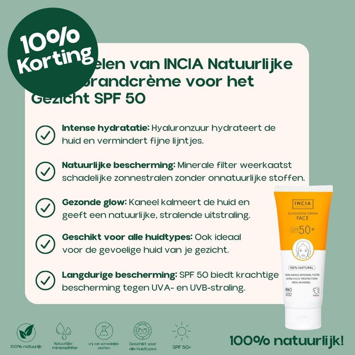 INCIA Natuurlijke Zonnebrandcrème voor het Gezicht SPF 50